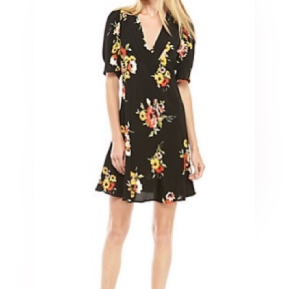 Free people neon garden floral puff sleeve dress Size 0